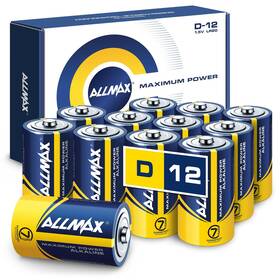 Allmax Battery 901pb12 D Maximum Power Alkaline Batteries 12 Count Ultra Long-lasting Le