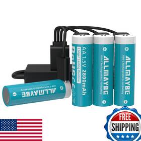Allmaybe B0dhrwqp27 Aa 1.5v Rechargeable Batteries 2800mah Usb-c 8 Pack Long-lasting Power