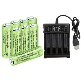 Amzzn 729687473586 8pcs 1.2v 1800mah Ni-mh Aa Rechargeable Battery With 4 Slot Usb Charger For W Amzzn 729687473586 8pcs 1.2v 1800mah Ni-mh Aa Rechargeable Battery With 4 Slot Usb Charger For W