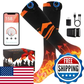 B0fk563zk3 Auxemu Heated Socks For Women Men 4-level Smart App Control Rechargeable Batter