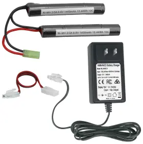 Banshee 840504338762 9.6v 1400mah 10c Ni-mh Butterfly Battery Pack And Charger Combo-airsoft/rc