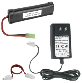 Banshee 840504338779 9.6v 1400mah 10c Ni-mh Flat Battery Pack And Charger Combo- Airsoft/rc Car