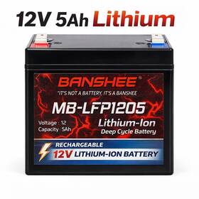 Banshee Mb-lfp105 Lightweight 12v 5ah Lifepo4 Battery With Bms Protection - Ideal For Garage Doors