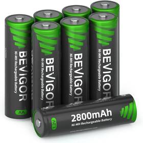 Bevigor 705353829703 8 Pack Aa Rechargeable Batteries 1500 Cycle 2800 Mah High Capacity 1.2v