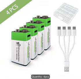 Bump Ubc-2pk9v 4 Pack 9 Volt Lithium Ion Rechargeable Batteries 650mah With Usb-c Type Cable
