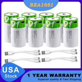 Bza1081 617592058892 8x Usb D Size Lithium Rechargeable Batteries 1.5v 12000mah With Fast Type C Cable