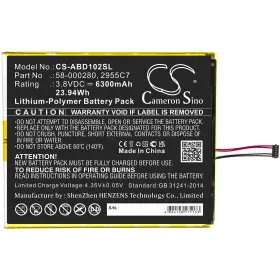 58-000280 Cameron Sino 797066511556 Battery For A K Hd 10.1 9th Generation M2v3r5 2955c7 6300mah / 23.94wh 58-000280 Cameron Sino 797066511556 Battery For A K Hd 10.1 9th Generation M2v3r5 2955c7 6300mah / 23.94wh