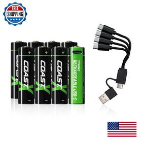 Coast B0cfshv5wn Aa Usb-c Rechargeable Batteries Zithion-x Li-ion 1.5v 2400 Mah Long Lasti