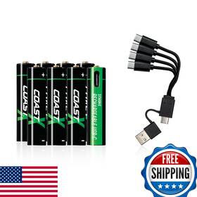 Coast B0cft759fp Aaa Usb-c Rechargeable Batteries Zithion-x Li-ion 1.5v 750mah 8-pack
