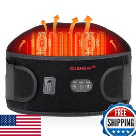 Cueheat B0fcfld95g Heated Waist Belt Black 49in Cordless Heating Pad Low Back Pain Recharge