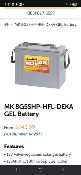 Deka 8g5shp-hfl-deka 12v 125ah Gel Battery For Solar/wind Devices Mk 8g5shp-hfl 002835
