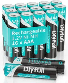 1100 Dlypow 825665405720 Rechargeable Aaa Batteries 16 Pack Mah High Capacity 1.2v Nimh