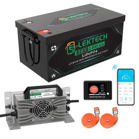 E-lektech 36v100ah 36v 100ah Lifepo4 Lithium Battery 15a Charger For Golf Cart Rv Marine Off-grid