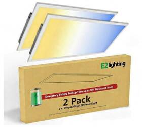 E2 Lighting 850022294761 2 Pack 2x4 Led Flat Panel Light With Emergency Battery Backup 30w-40w-50w Wat