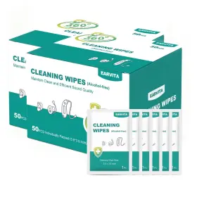 0c-x8u6-bu9n Earvita 100 Count Hearing Aids Cleaning Wipes Individually Packaged Aid Audi