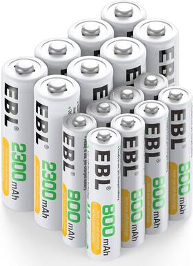 Ebl 445034245288 16 Sets Aa Aaa Batteries Combo With 8pcs 2300mah And 8-pack 800mah Rech