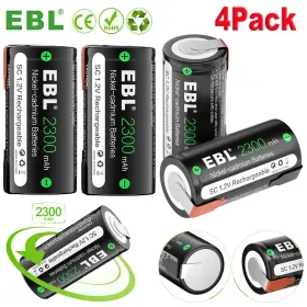 Ebl 761344698161 4pack Sc Sub C 2300mah 1.2v Nimh Rechargeable Battery With Tab For Power Tools Ebl 761344698161 4pack Sc Sub C 2300mah 1.2v Nimh Rechargeable Battery With Tab For Power Tools