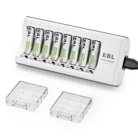 B00fq7bzbu Ebl 8-pack Aaa 800mah Nimh Rechargeable Batteries With Smart 8-bay Charger
