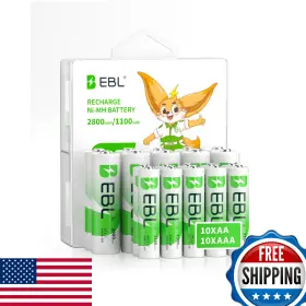 B0d4d1ft72 Ebl Aa 2800mah Aaa 1100mah Rechargeable Batteries 20-pack Combo High Capacity Ni