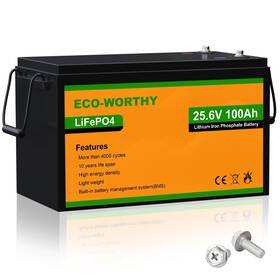 Eco-worthy Eco-lfp2410002 Eco-worthy 24v 100ah Lifepo4 Lithium Battery Bms 3000 Deep Cycles - Balck/yellow