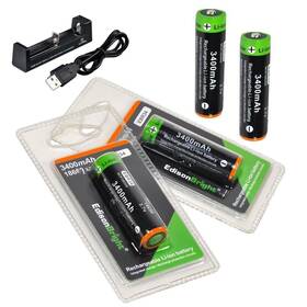 Edisonbright Ebr34 4 Pack Rechargeable 3400mah Li-ion Battery With Xtar Mc1 Charger