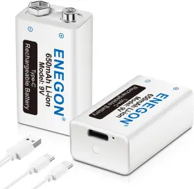 Rb-9v Enegon 9v Direct Usb Rechargeable Lithium-ion 650mah Batteries With 2 In 1 C