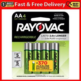 Energizer Holdings Inc. 445024565525 Rayovac Rechargeable Aa Batteries 4 Pack Nimh Double A