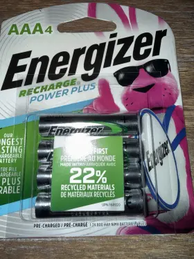 Upn-168920 Energizer Aaa Rechargeable Batteries Nimh 800mah 4-pack 22% Recycled Materials