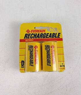 Eveready Ch50bp-2u Vintage Nickel Cadmium Rechargeable Batteries D 2 Pack Nos