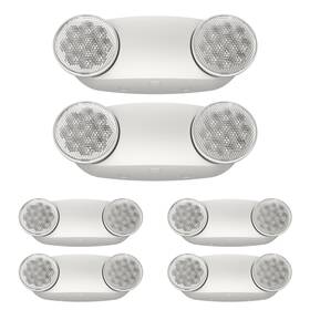Exitlux Exjleu5 6 Packs White Led Emergency Lights With Battery Backup Two Head Adju