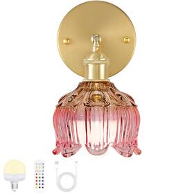 Ffvu B0dsmsrn6g Battery Operated Wall Sconce With Remote Control Vintage Flower