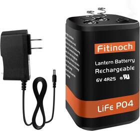Fitinoch 705353618598 Rechargeable 6 Volt 4.5ah Lantern Battery With Charger Lifepo4 6v Batteries 150