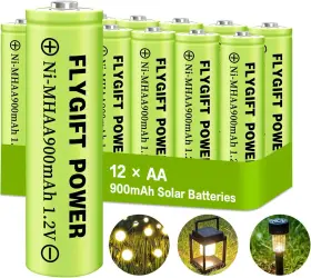 Flygift 744759276018 Aa Rechargeable Batteries Solar Battery For Lights 900mah 12 P Flygift 744759276018 Aa Rechargeable Batteries Solar Battery For Lights 900mah 12 P