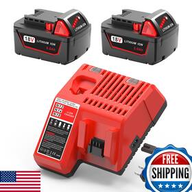 Forbeter B0dmlhjjgn 2-pack 18v 5.0ah Li-ion Battery For Milwaukee M18 With Charger