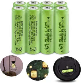 Aa600-8 Genyestar Aa Rechargeable Batteries Nimh 600mah 1.2v Double A Solar Light Green