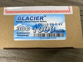 G30-1000-2s1p Glacier 30c 2 Cells 2s 7.4v 1000mah Lithium Polymer Battery G30-1000-2s1p Glacier 30c 2 Cells 2s 7.4v 1000mah Lithium Polymer Battery
