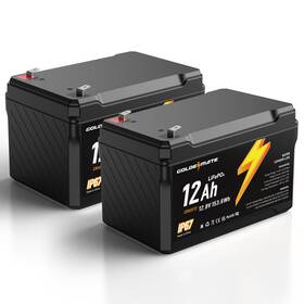 Goldenmate Crius12 2 12v 12ah Lifepo4 Lithium Battery2 Packs 5000 Deep Cycles Ip67 W