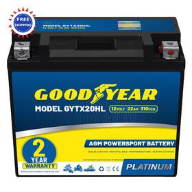 Goodyear Gytx20hl 12v 22ah Rechargeable Motorcycle Battery Maintenance Free Sla Agm Volt