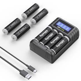 Grbatty 753775359216 Rechargeable Aa Lithium Batteries With Individual Fast Charger Lcd Screen 34
