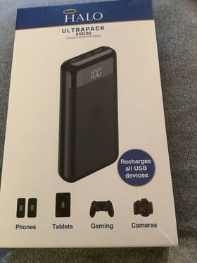 Halo 450-10775-a Power Bank 20000mah Li-ion Usb Lcd For Phones Tablets Gaming Cameras