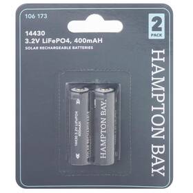 Hampton Bay 313049977920 Lithium Phosphate 400mah Solar Rechargeable 14430 Batteries 2-pack
