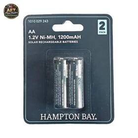 Hampton Bay 842674053704 1200mah Rechargeable Solar Batteries Aa 2-pack