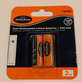 Harbor Breeze 1484983 14430 Lithium Iron Phosphate Batteries 3.2v 400 Mah Solar 2 Pack