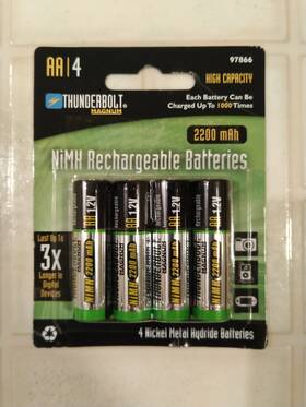 Harbor Freight Thunderbolt Magnum 97866 2200mah 1.2v Nimh Rechargeable Aa Batteries 4p
