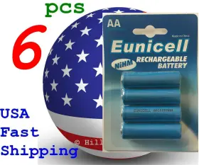 Hillflower 755296313074 6 X Size Aa Lr6 Am6 Tt Rechargeable 1000mah Card 1.2v Nimh Battery