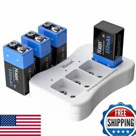 Hixon B07zjchxzb 9v Rechargeable Batteries 9 Volt With Charger Kit 4-pack