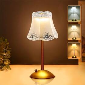 Hpufkot B0dp7bvlb7 Portable Crystal Metal Desk Lamp 3-color Touch Rechargeable Bedside
