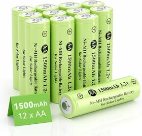 Hronn 445053399320 12 Packs Aa Rechargeable Batteries Double A 1500mah 1.2v Ni-mh Solar Battery For