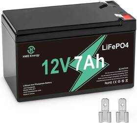 Hwe Energy 313022421464 12v 7ah Battery 4000 Deep Cycles Rechargeable Lifepo4 With 15a Bms Lithium Ba