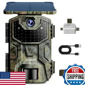 B0cbs72x1h Izeeker Solar Trail Camera 4k 48mp Night Vision Motion Activated Game Cam